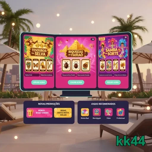 Tela do aplicativo kk44 mostrando jogos VIP e promoções.