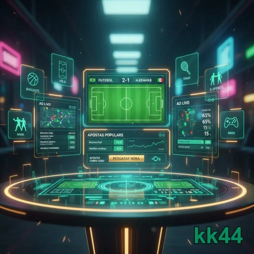 kk44 exibe interface de apostas móveis para eventos esportivos.
