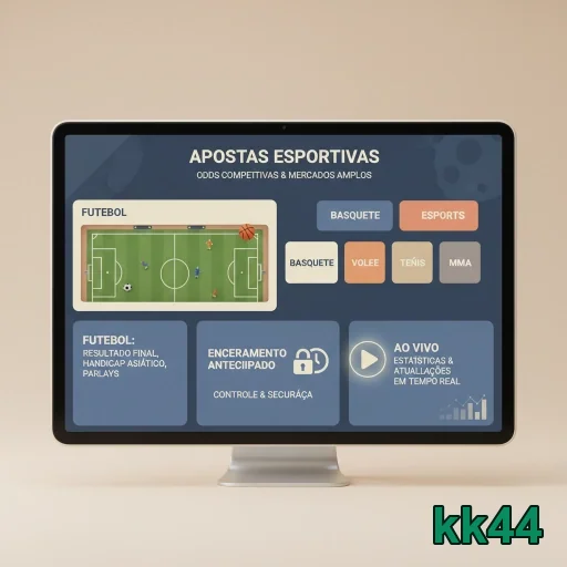 Interface de apostas esportivas no site kk44 com jogos diversos.