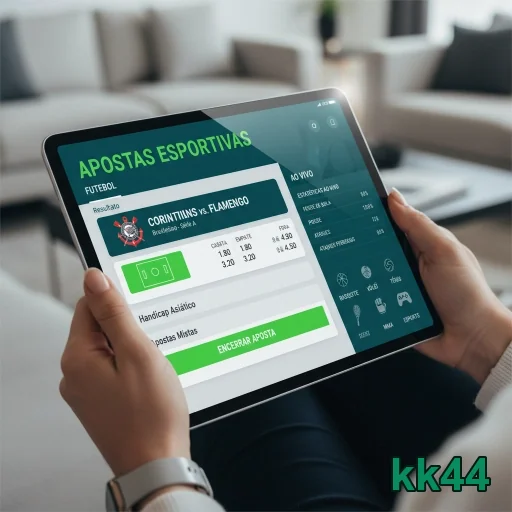 Usuário acessa apostas esportivas no tablet em kk44.