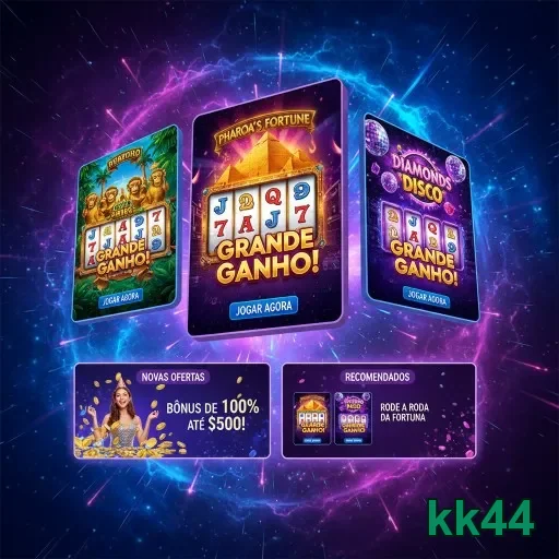 Interface de jogos de slots na kk44, destacando promoções.
