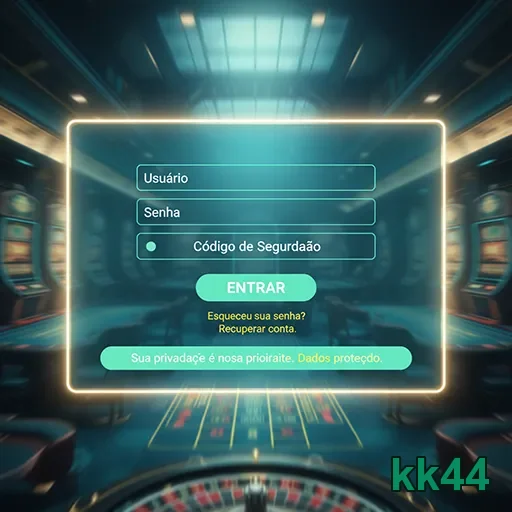Tela de login segura do site kk44 para slot games.