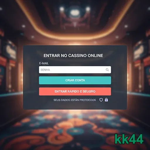 Tela de login para jogadores no cassino online kk44.