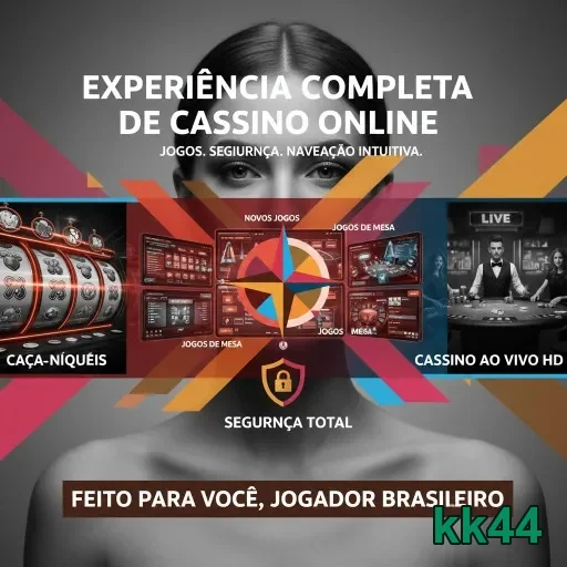 Imagem do kk44 mostrando caça-níqueis e cassino ao vivo.