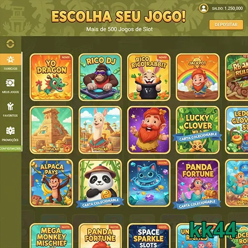 Tela do kk44 com opções de slots de jogos para VIPs.