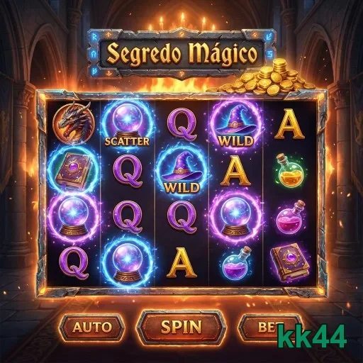 Tela do jogo Segredo Mágico no kk44 com símbolos variados.