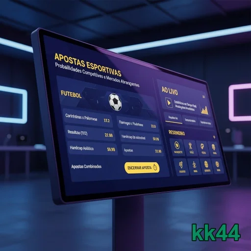 Interface mobile do kk44 com apostas esportivas ao vivo.