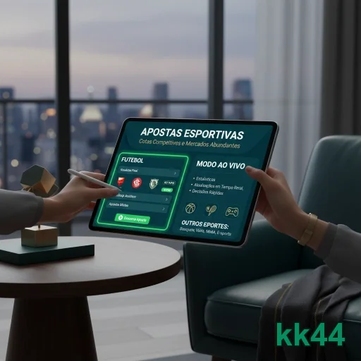 kk44 apresenta interface de apostas esportivas em tablet.